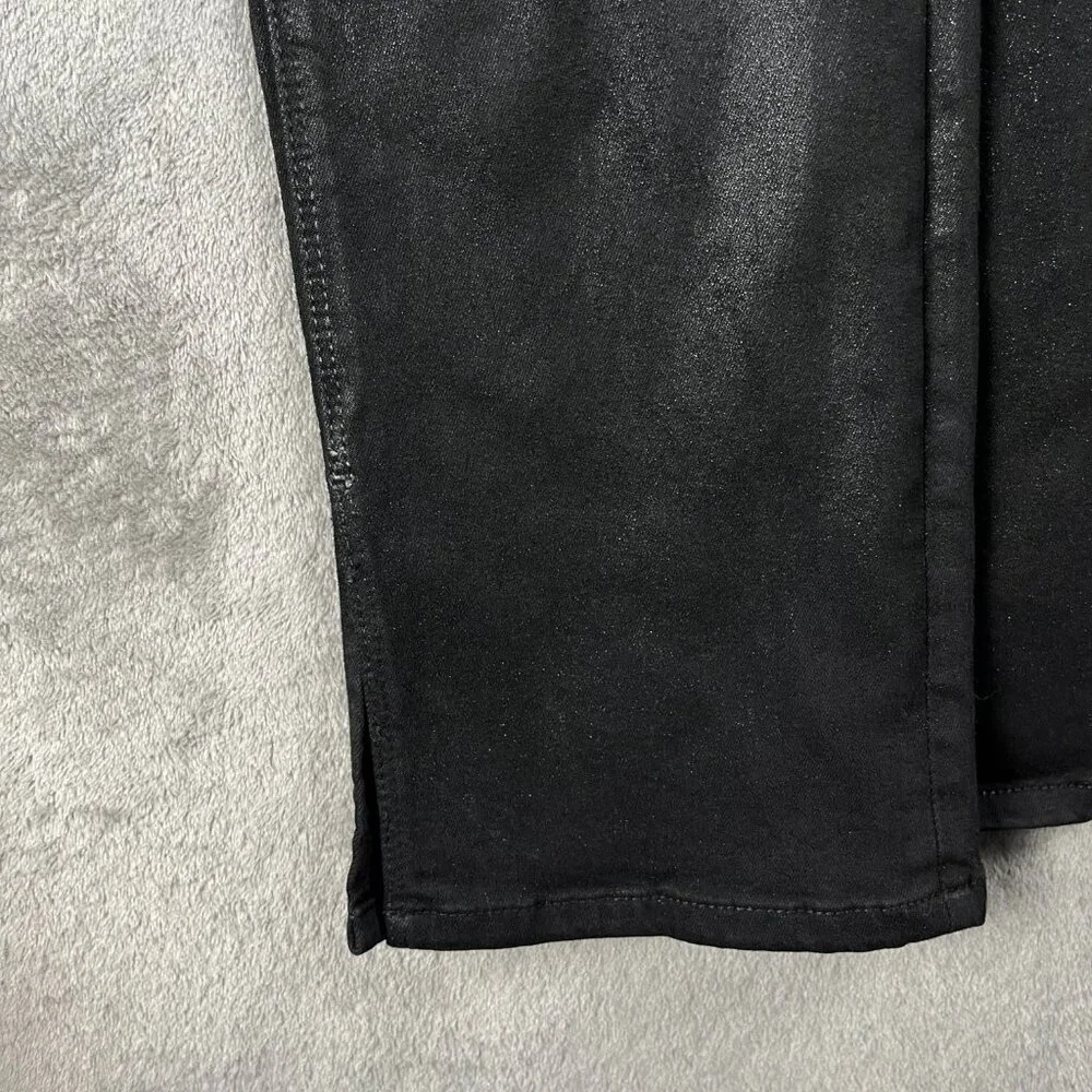 Hudson Nico Coated Skinny Jeans Womens 25 Black Mid Rise Ankle Slit Western Chic